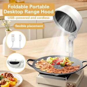 TEMU 접이식 휴대용 후드 - 3단계 조절 가능한 배기 및 연기 정화 기능 - 무선 작동, 실내 요리, 바베큐, 핫팟, 그릴용 컴팩트 디자인 - C/A 호환, 스마트폰/태블릿 호환 (주방에 이상적) - ABS+PC 소재, 화이트, 22.8x16.1x7.8cm, 케이블 및 사용 설명서 포함 - 가정용 및 사용에 이상적, 주방용 휴대용 후드,주방용 후드