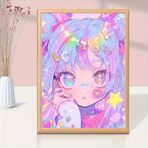 TEMU 5D DIY 페인팅 키트 - 이중방향 소녀 일러스트레이션, 라운드 액릴 무테 크로스 스티치 공예, 11.8×15.7 인치 성인 및 초보자를 위한 완벽한 홈 선물 장식 아트 피스|보석십자수