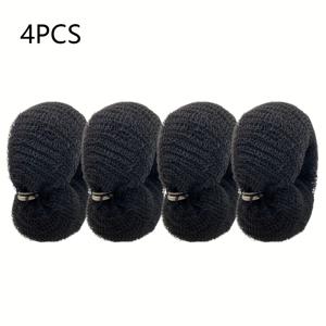 TEMU 여성용 단색 버튼 머리띠 4개 세트, 다양한 색상 도넛 선택 가능(블랙, 커피, 베이지), 모든 헤어 타입에 적합한 심플하고 패셔너블한 일상용 헤어 액세서리