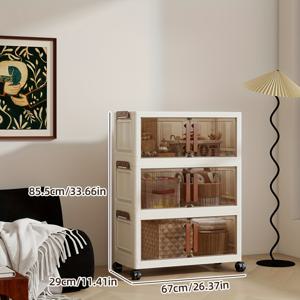 TEMU 길이 67cm, 폭 의 수납 캐비닛입니다. 2단, 3단, 4단 또는 5단으로 제공됩니다. 뚜껑이 있어 거실 및 장난감 보관에 적합하며, 자석 흡착 기능이 있습니다. 이 가정용 캐비닛은 접이식입니다.