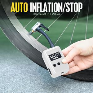 TEMU ZHXMALL 휴대용 타이어 공기 주입기 디지털 LCD 압력 게이지 포함 - 120 PSI, 타입-C 충전식 배터리, 자전거, 및 공용 컴팩트 디자인, USB 충전, 36V 안전 작동, 내구성 & 경량, 자전거, , 공 유지보수용 슬림 기기, 고품질 제작, 전기 자전거용 타이어 압력 펌프|전기자전거