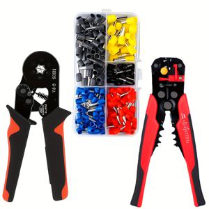 TEMU 헤비듀티 자동 압착 공구 세트 (와이어 스트리퍼 & 커넥터 포함) - HSC8 6-6A AWG 23 게이지, 육각형 전기 압착기, DIY/자동차/배선용 - 조절 가능한 와이어 스트리퍼 클램프, 나사 없는 터미널 키트 (전문가/가정용)