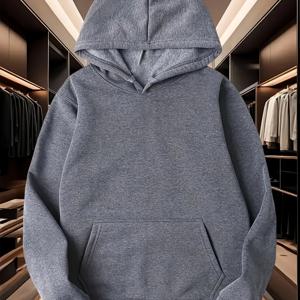 TEMU 솔리드 컬러 다용도 후드 풀오버 루즈핏 편안한 긴팔 포켓 캐주얼 스웨트셔츠