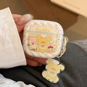 TEMU 에어팟 프로 2 보호 케이스, 무선 이어폰 케이스 (세대 1/2 및 프로스트 4)용 애플 펜던트 디저트 강아지 케이스