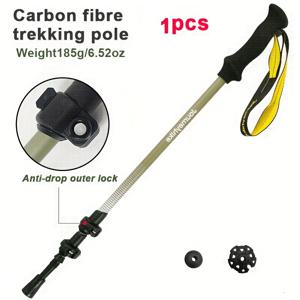 TEMU 1개 카본 파이버 트레킹 폴, 초경량 텔레스코픽 하이킹 스틱 외부 잠금장치, 야외 캠핑, 하이킹, 등산용 경량 등반 스틱