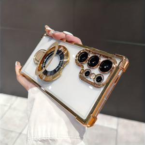 TEMU 휴대폰 케이스: 갤럭시 S26울트라 S25울트라 24울트라 S26 S25 S24 S23 S22 S21 플러스 FE 시리즈, A56 A55 A54 A53 A36 A35 A34 A26 A25 A17 A16 A15용 사각 소프트 방탄 아크릴 전기도금 자석 마운트 브래킷 보호 케이스|폰케이스|S21케이스|S22케이스