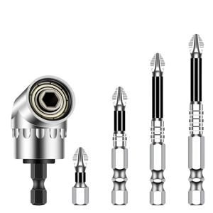 TEMU 조절 가능한 직각 자석 드라이버 & 드릴 비트 어댑터 세트 5개 - 105도 직각 비트, 미끄럼 방지 십자 비트, 좁은 공간에 적합한 자석 팁 - 전자제품, 스마트폰, 가전제품 수리에 이상적