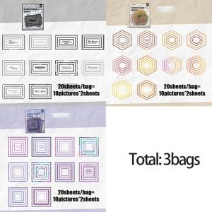 TEMU 3개 스티커 세트, 프레임 shadow 시리즈 프레임 테마 스티커 팩, 선물 포장 라벨, 손 계좌 베이스 스티커, 사진 앨범 다이어리 장식 노트북 액세서리, 쓰레기 저널 스티커 아트 및 핸드메이드 장식 스티커