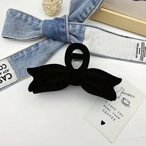 TEMU 여성용 대형, 빈티지 스타일의 상어 클립 | 데이 및 일상적인 글램을 위한 우아한 벨벳 리본 헤어 클러