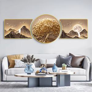 TEMU 2025년 최신 고급 부자 나무, 행운, 단계별, 도자기 기술, 우아한 고급스러움, 국립 문화, 유럽과 미국 국가의 핫 모드 3개 세트