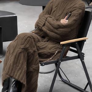 TEMU 여성용 우아한 빈티지 맥시 드레스 - 하이넥 & 로프 넥라인, 루즈 A라인 H라인 롱슬리브 드레스 - 가을/겨울 웨딩, 파티, 특별한 날을 위한 솔리드 컬러 드레스 (패딩 없음)|여성원피스|드레스