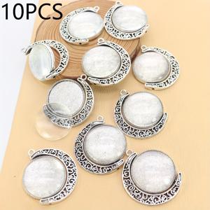 TEMU 10개 레트로 양면 레이스 달 회전 베이스 + 20개 투명 유리 돔 커버, 라마단 축제 장식, DIY 목걸이/키체인 액세서리 만들기