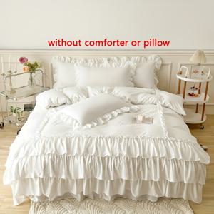 TEMU 3피스 빈티지 레이스 공주 스타일 이불 커버 세트 (이불 커버 1개 + 베갯잇 2개), 110G/M2, 높은 그램 무게 이불 커버, 겨울 이불 커버 베갯잇, 이불 커버 베갯잇 3피스 세트