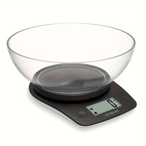TEMU NUTRI FIT 디지털 주방 저울 - 고정밀 11lb x 1g, 요리, 베이킹 및 체중 감량에 완벽, 그릇 무게 제외 기능 및 명확한 LCD 디스플레이 포함, 배터리 구동 (AAA), 배터리 미포함