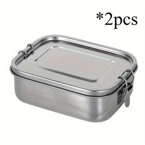 TEMU BAIJL 1팩 대용량 304 스테인리스 스틸 도시락통 - 안전 잠금 뚜껑 & 2단 구획, 식기세척기 안전, 재사용 가능한 고품질 직사각형 식품 용기, 사무실, 소풍, 학교 또는 가정용 보관, 소풍 필수품 | 세련된 메탈릭 마감, 백투스쿨