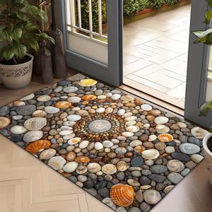 TEMU 1 조개와 자갈 디자인 환영 매트, 세탁 가능한 입구 파일 매트, 거실, 침실, 세탁실, 사무실에 적합, 다기능 매트, 홈 , 팜하우스 장식