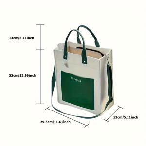 TEMU 여성용 숄더백, 수직 멀티포켓 토트백, 대학생용 북백