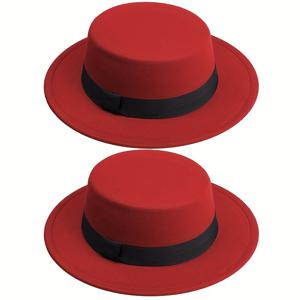 TEMU 남녀공용 클래식 페도라 플랫탑 모자 2개 세트