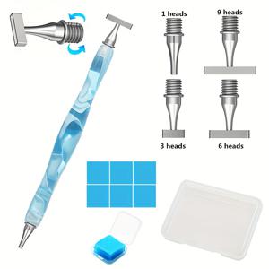 TEMU 페인팅 펜 키트 (스테인리스 스틸 팁 및 레진 드릴 펜 포함). 초보자 및 전문가 모두에게 적합하며, 레진 펜 1개, 스토리지 박스 포함 4개의 나사산 펜 팁, 스토리지 박스 포함 접착제 6개 포함.