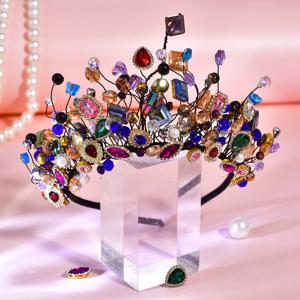 TEMU 스타일리시한 바로크 라인스톤 브라이드 헤어밴드, 여성 패션에 매력을 더하는 왕관 헤어 액세서리, 프롬 의상 및 축제 선물로 완벽한 장식, 모델 NSA46.