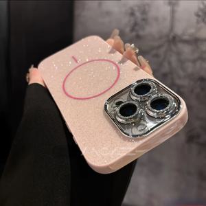 TEMU 아이폰 17/16/15/14/13/12/11 플러스 프로 맥스 호환 신형 글리터 반짝이 폰 케이스, 자기식 무선 충전 지원