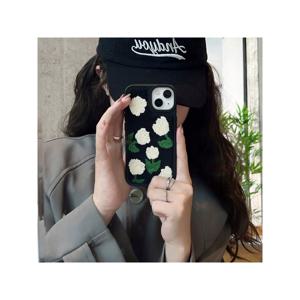 TEMU 폰케이스: 가을 겨울 블랙 앤 화이트 플러시 튤립 플러시 폰케이스 아이폰16ProMax 케이스/아이폰15ProMax 케이스/14Pro 케이스/13Pro 케이스/13 아이폰케이스