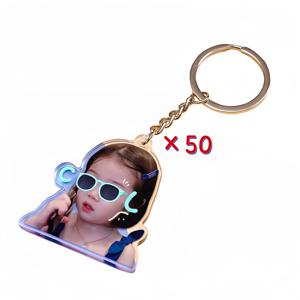 TEMU 50개 맞춤형 포토 아크릴 키체인 - 양면 디자인, 내구성 강한 아크릴 소재로 제작된 웨딩, 생일, 기념일 선물, 커플, 친구, 애완동물 애호가, 할로윈, 크리스마스용 독특한 디자인의 개인화 키홀더