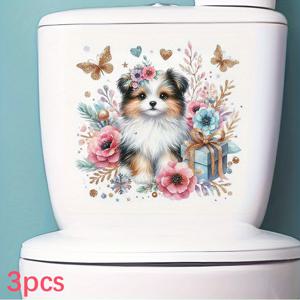 TEMU 3개 세트, DIY 화장실 스티커, 홈 욕실 문 창문 및 변기 시트 데칼용, 비닐 소재, 쉽게 붙이고 떼는 내구성 강한 접착제, 즉시 변기 얼룩 커버링, 저렴한 리모델링, 오래가는 벗겨짐 방지 디자인, 아름다운 홈 장식|변기커버