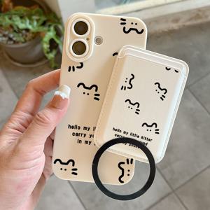 TEMU 휴대폰 케이스 - 아이폰 16용 1개 케이스 2-in-1 콤보, 고급스러운 가죽 케이스, 충격 방지 기능, 검은 고양이 디자인으로 장치 전체를 완벽하게 커버합니다. 아이폰 모델 15, 14, 13, 12, 11 Pro Max, XS, XR, 7과 호환됩니다.