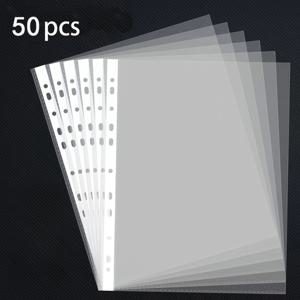 TEMU 50/100 A4 투명 플라스틱 폴더 - 내구성이 뛰어난 PP & PVC 소재, 3링 바인더, 영수증, 시험 답안, 청구서 및 사무용품 정리를 위한 적합, 디자인, 3C 두께, 일상적인 일반적인 사용에 적합.