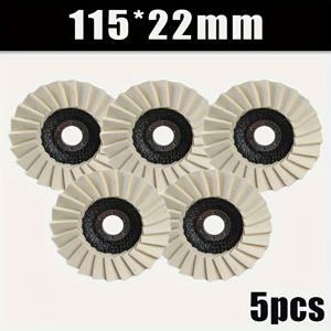 TEMU [울 | 폴리싱] 5개입 4.5인치 고품질 울 펠트 폴리싱 패드 | 타일, 유리, 금속, 스크래치 수리, 자동차 도장 폴리싱에 적합 | 거울 효과 제거 가능