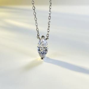 TEMU READKISS 여성용 마키즈컷 합성 지르코니아 목걸이 - 4월 탄생석 펜던트, 데일리 & 파티용, 클래식 우아한 여성 목걸이, 사계절 활용 가능한 액세서리 (평가 호환)