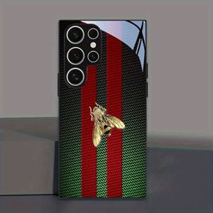 TEMU 삼성 갤럭시 S25/S24/S23/S22/S21/S20/노트 20/A04/A05/A10/A12/A13/A14/A15/A20/A21S/A22/A23/A24/A25/A31/A32/A33/A35/A34/A50/A51/A52/A53/A54/A55/A70/A71/A72용 레드 & 그린 벌 패턴 강화 유리 폰 케이스