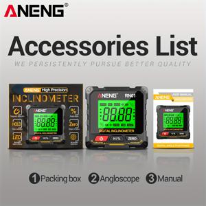 TEMU ANENG RN01 전문가용 지능형 경사계 | 4면 다중 측면 자동차 휠 정렬 레벨, 디지털 고토미터, 경사계, 스크린 자동 회전, 백라이트 디지털 디스플레이, 대형 스크린, 전자 각도 자 레벨, 배터리 없음