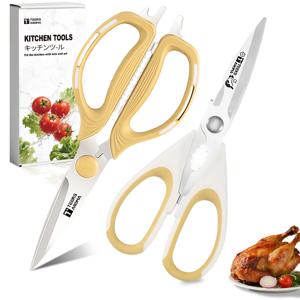 TEMU 2개 세트 헤비듀티 스테인리스 스틸 다목적 가위 - 가정, 재봉, 사무실용 전문가용 가위 (천, 종이, 카드보드, 리본 등 다양한 용도) - 날 없는 가위