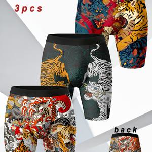 TEMU 3개 세트 남성용 노벨티 속옷, 럭키 크리처 프린트 박서 브리프, 부드럽고 피부 친화적인 편안한 통기성 박서, 홈웨어, 사이클링, 스포츠용, 커플과 가족을 위한 재미있는 선물