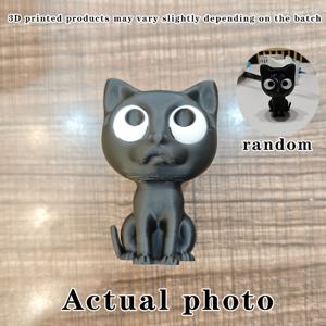 TEMU 귀여운 검은 고양이 모양 3D 프린팅 안경 프레임 | 튼튼한 플라스틱, 앉아 있는 아기 고양이 디자인, 매우 귀여운 데스크탑 수납, 가정, 사무실 또는 선물용으로 적합, 조립 불필요