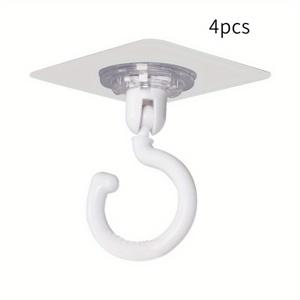 TEMU 천장 또는 벽에 사용 가능한 360도 회전식 자가 접착 후크 4개 세트, 돔 침대 캐노피 또는 모기장에 적합