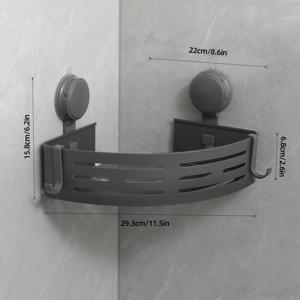 TEMU 공간 절약형 회색 코너 선반 - 쉬운 설치 흡착컵, 1/2/3단 욕실 정리대 & 수납 선반, 벽걸이 알루미늄 디자인