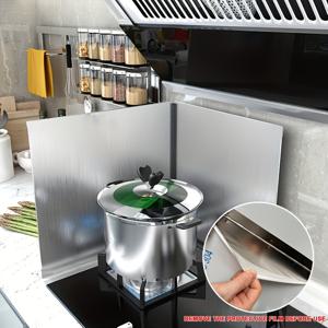 TEMU 주방 스토브용 접이식 스테인리스 스틸 튀김 방지 가드 - 기름 튐 방지 요리 보호대, 논스틱 프라이팬용 열 차단막, 스토브용 방풍 튀김 패널, 가정 주방 요리 보호를 위해 설계됨