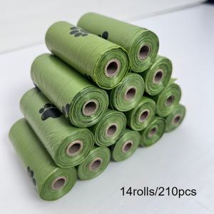 TEMU 210개/14롤, 630개/42롤 누수 방지 및 냄새 차단 두꺼운 애완동물 배변봉투 - 발자국 디자인, 쉬운 청소, 폴리에틸렌 소재, 강아지 배변 처리에 이상적, 애완동물 배변봉투|재미있는 디자인|누수 방지 소재, 강아지 배변봉투