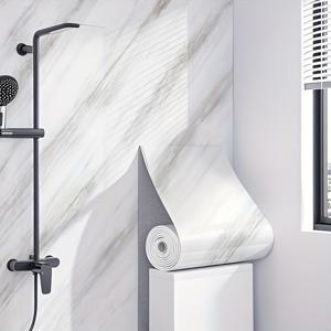 TEMU 대리석 타일 효과가 있는 3D 자가 점착 비닐 벽지 롤, 간편한 떼어내고 붙이는 방식, 바닥, 천장 및 벽에 적합, 거실, 주방 백스플래시 및 욕실 장식에 이상적입니다.