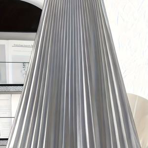 TEMU 우아한 여성용 플리츠 스커트, 라이트 그레이 |, 신축성 없음, 세탁기 사용 가능, 다용도 단색, 플레어 밑단, 세로 플리츠 디자인