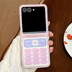 TEMU 폰 케이스: 크리에이티브 Y2K 라이트 레드 전화기 패턴 갤럭시 Z 플립7 Z 플립 6 Z 플립5 4 Z플립 3 5G 힌지 보호 하드 커버