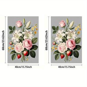 TEMU 1개 또는 2개, 수건, 단면 프린트, 직사각형 40×60Cm, 수채화 부케 2D 패턴, 부드럽고 편안하며 내구성이 뛰어나고 냄새가 나지 않으며 욕실, 주방, 해변 및 수영장에 적합|비치타올