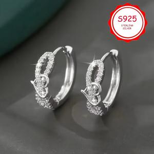 TEMU 우아한 하트 모양 귀걸이 | 925 스테인리스 실버, 저자극성, 가벼움, 편안한 착용감, 및 발렌타인데이 선물로 이상적