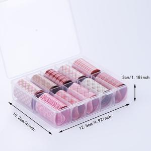 TEMU 10장 세트 체크무늬 네일 전사지/별하늘 무늬 네일 포일, 핑크 체크 패턴 네일 스티커, DIY 네일 아트 데코, 여성을 위한 우아한 네일 제품, 발렌타인데이, 결혼식, 데이트, 파티에 적합