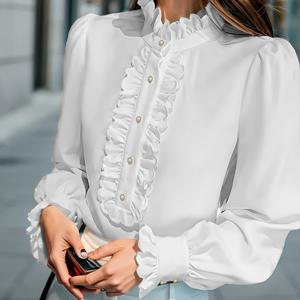 TEMU 플러스 사이즈 - 러플 엣지의 우아한 셔츠