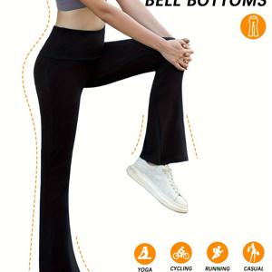 TEMU 여성용 슈퍼 소프트 하이웨이스트 플레어 팬츠, 레깅스 터미 컨트롤 소프트 부츠컷 벨 바텀