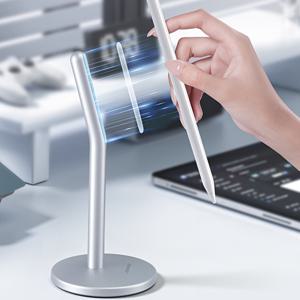 TEMU 스타리 스카이 그레이 알루미늄 합금 자석 스탠드, 애플 펜슬 2세대용 - 세련된 디자인, 실리콘 미끄럼 방지 매트, 강력한 자석 끌림, 완벽한 통합, 아이패드 홀더 | 현대 홀더 | 내구성 있는 홀더